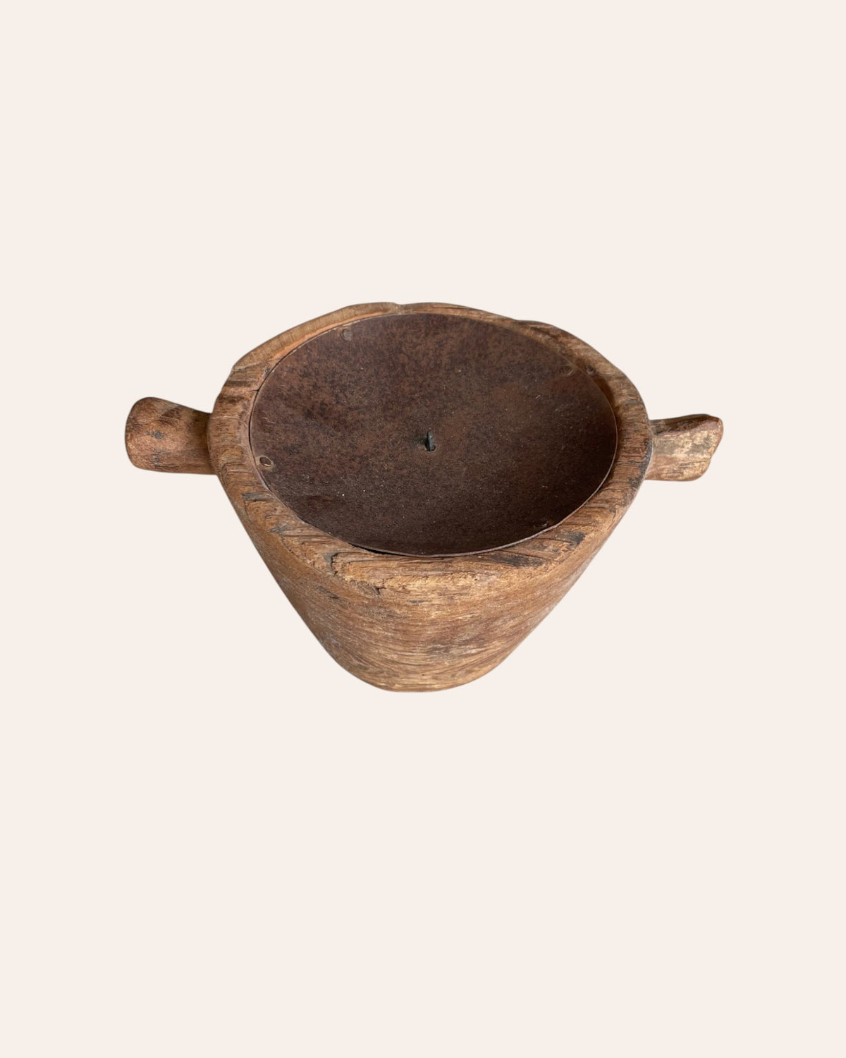 vintage old wooden candle holder & planter