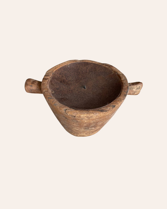 Vintage Old Wooden Candle Holder & Planter