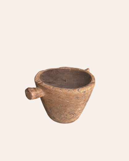Vintage Old Wooden Candle Holder & Planter