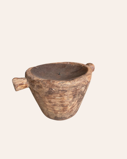 Vintage Old Wooden Candle Holder & Planter