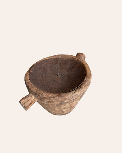 Vintage Old Wooden Candle Holder & Planter