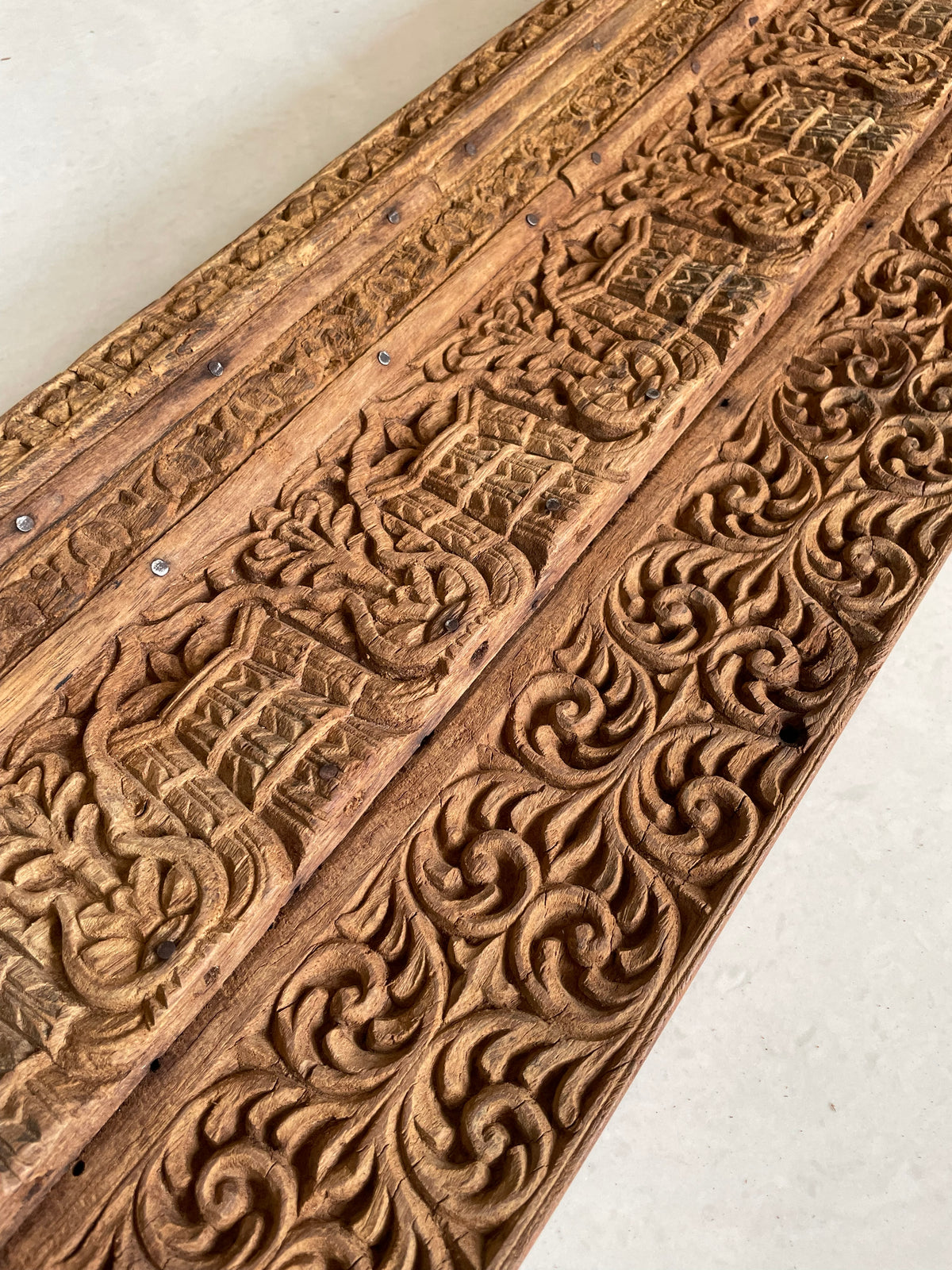 vintage hand-carved architectural wooden wall panel
