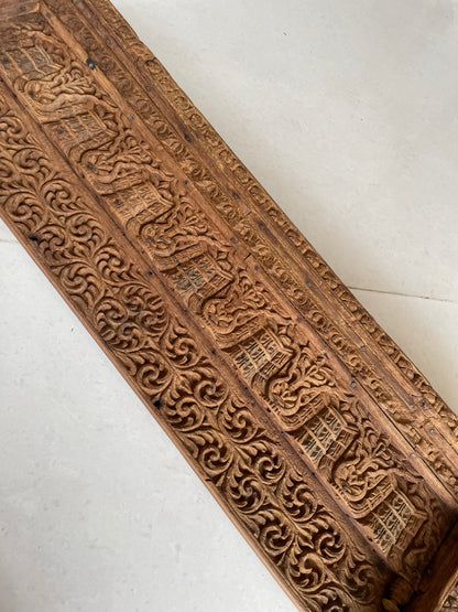 Vintage Hand-Carved Architectural Wooden Wall Panel