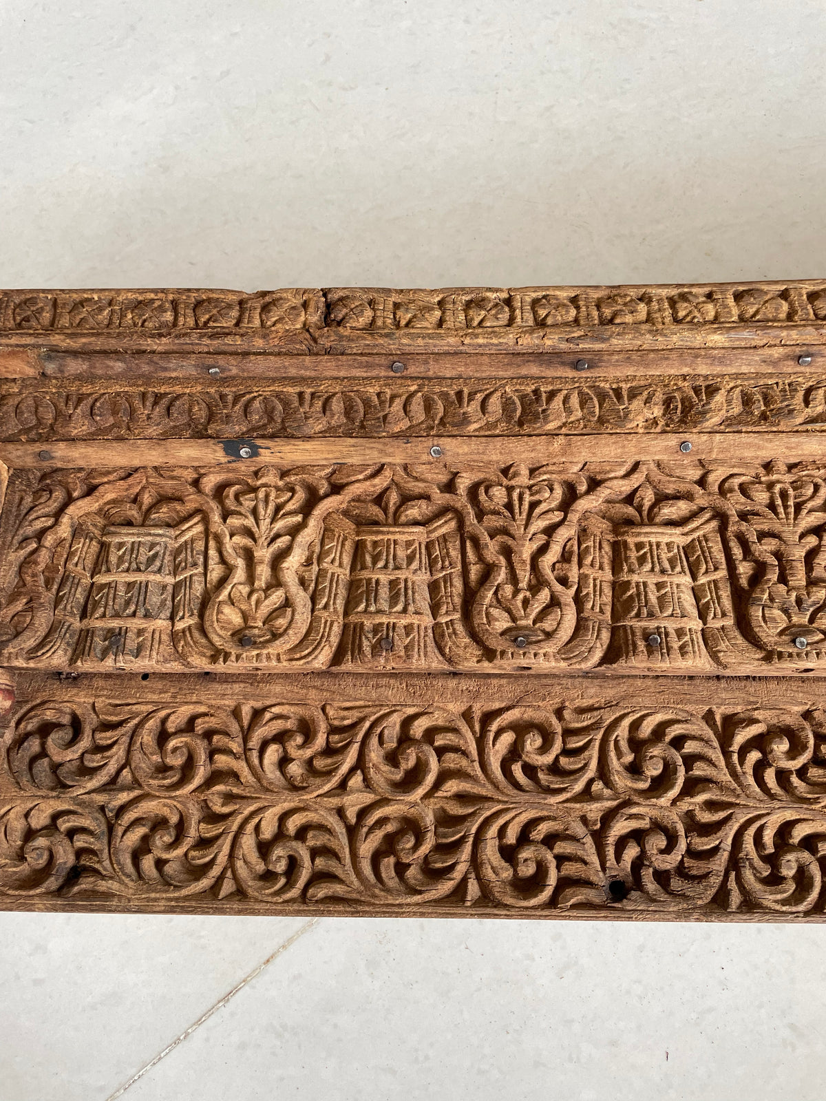 vintage hand-carved architectural wooden wall panel