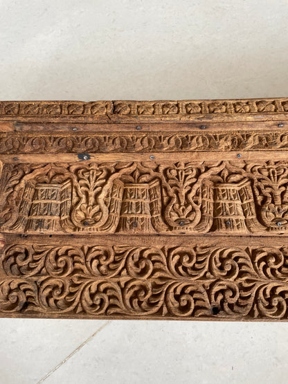 Vintage Hand-Carved Architectural Wooden Wall Panel