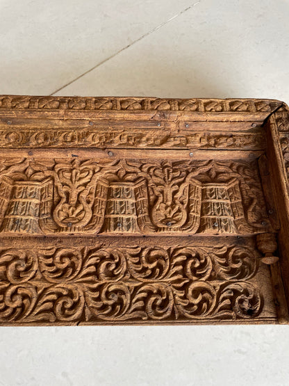Vintage Hand-Carved Architectural Wooden Wall Panel