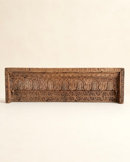 Vintage Hand-Carved Architectural Wooden Wall Panel