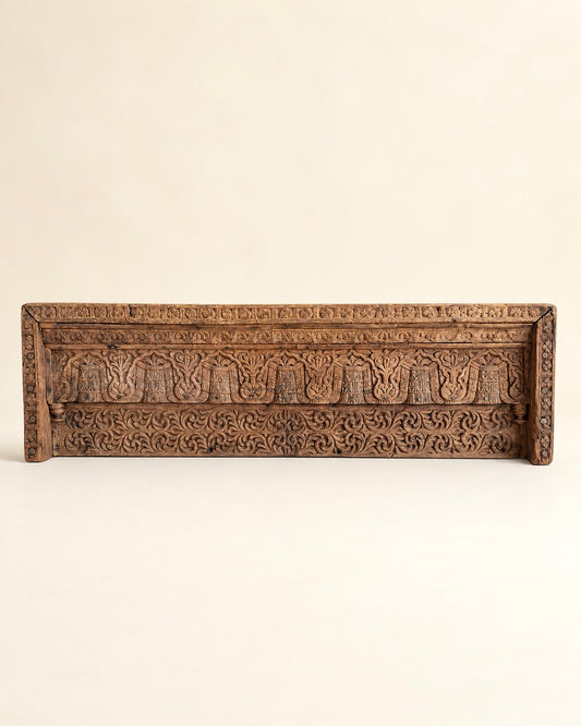 Vintage Hand-Carved Architectural Wooden Wall Panel
