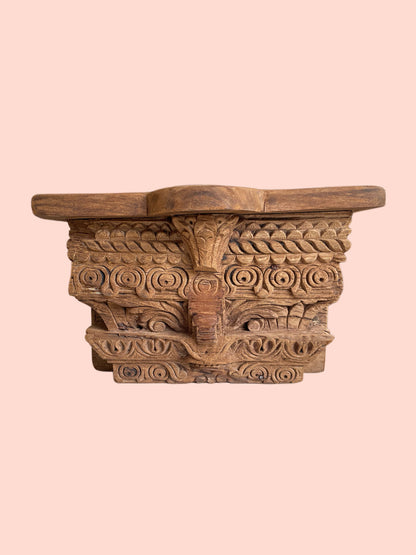 Antique Style Carved Wooden Wall Shelf