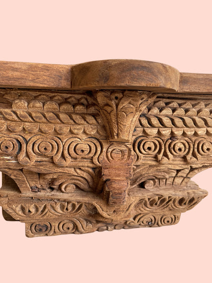 Antique Style Carved Wooden Wall Shelf