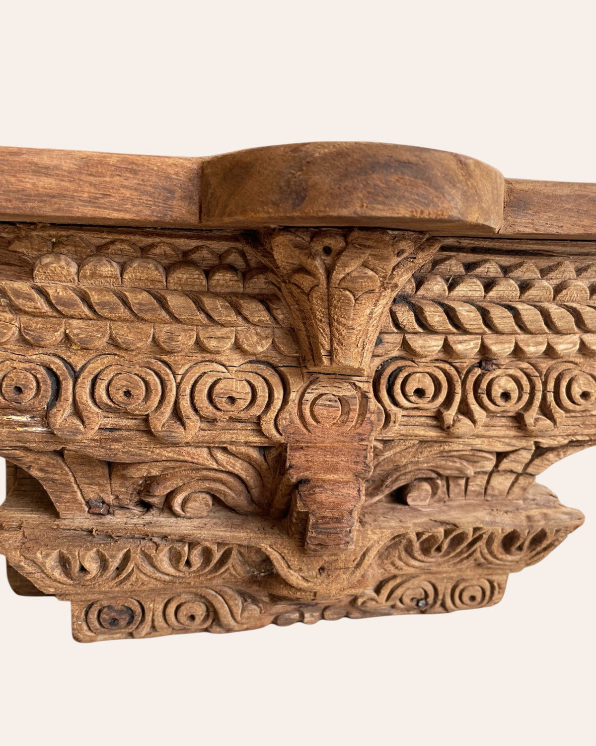 antique style carved wooden wall shelf