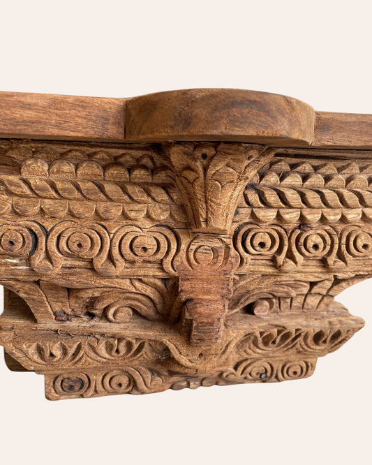 Antique Style Carved Wooden Wall Shelf