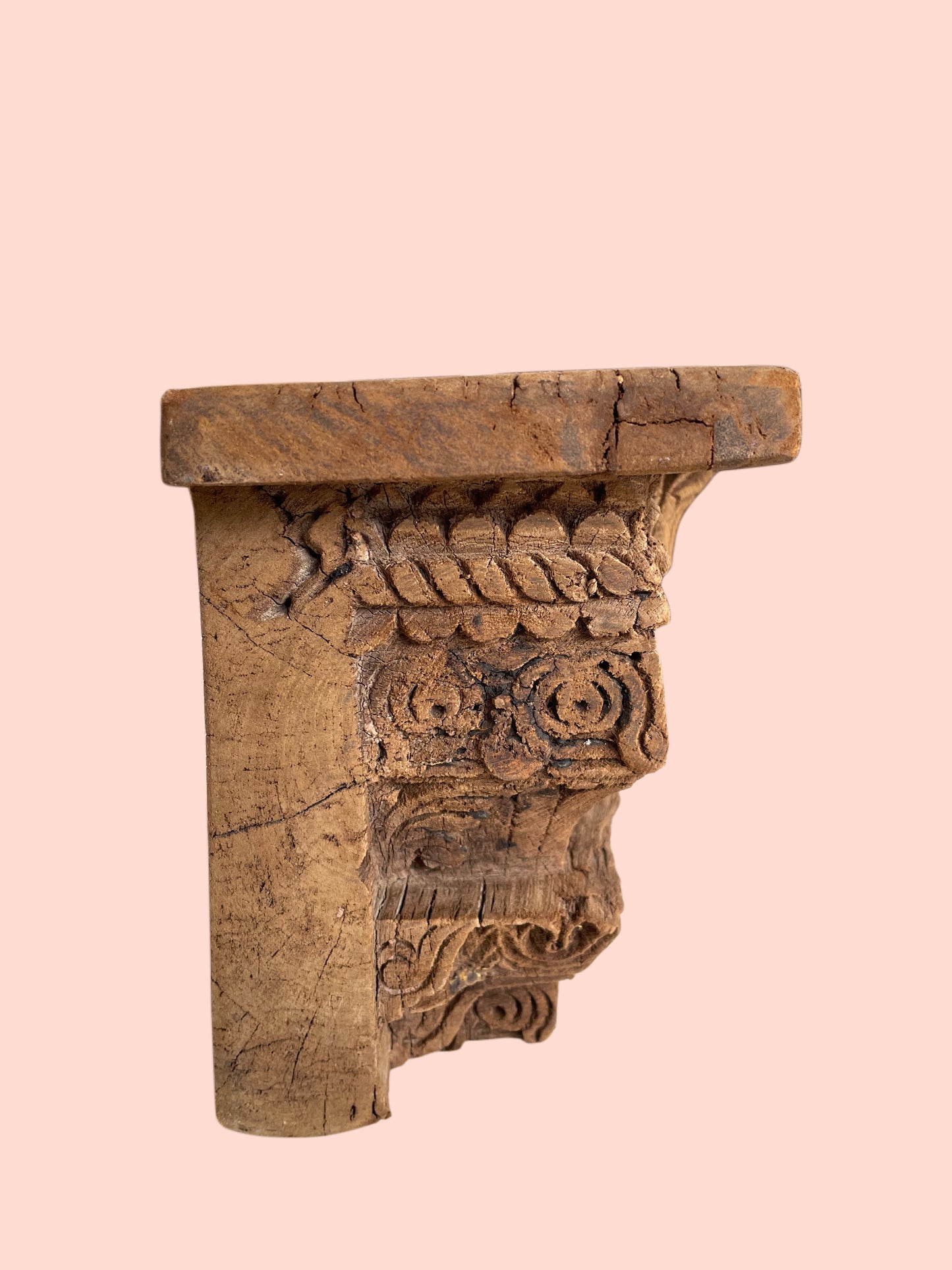 antique style carved wooden wall shelf