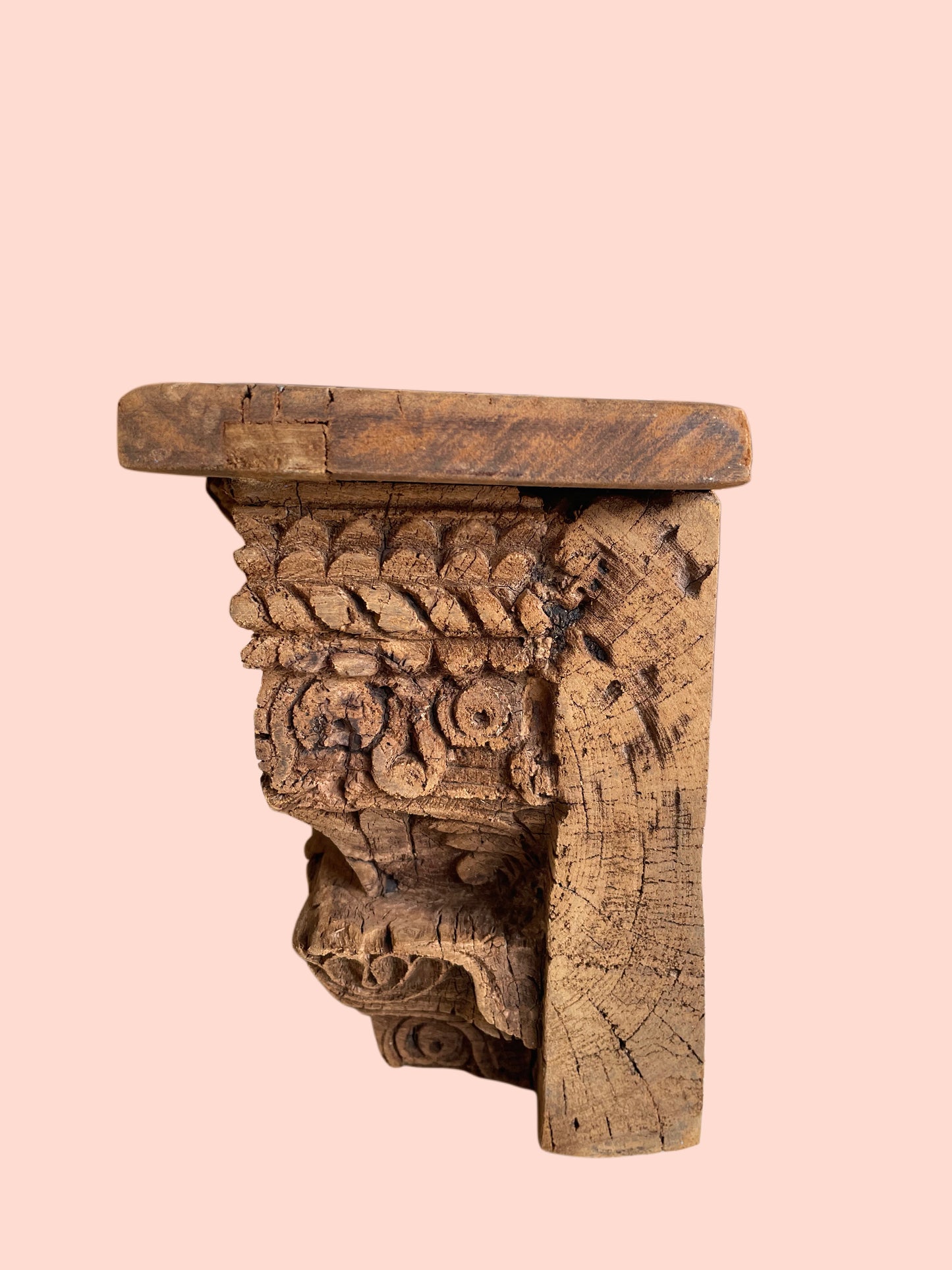 antique style carved wooden wall shelf