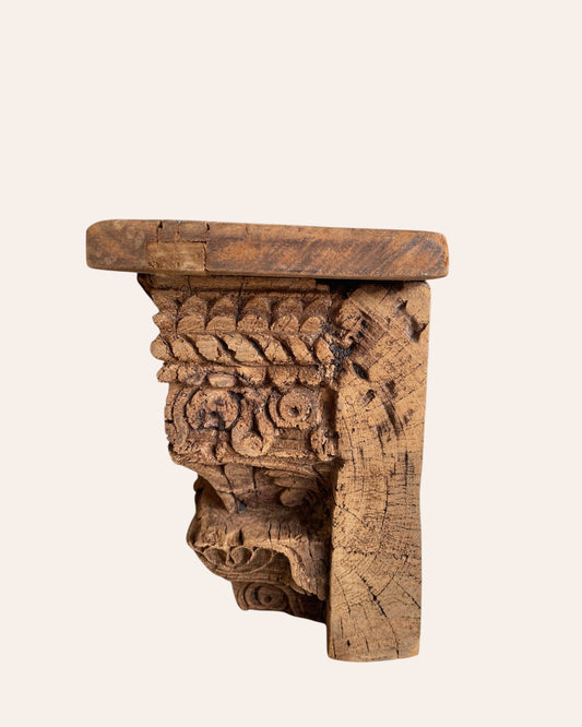 Antique Style Carved Wooden Wall Shelf
