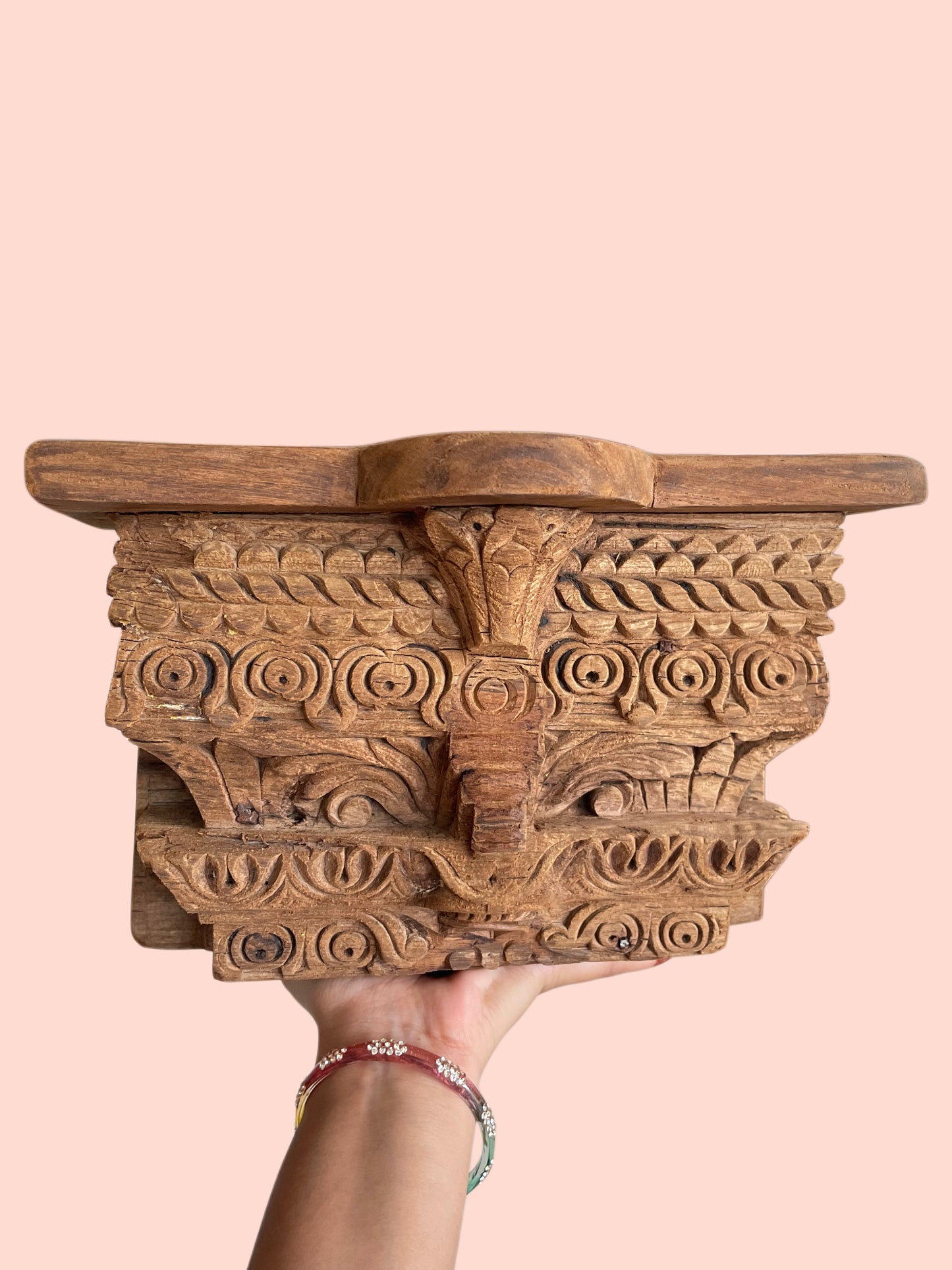 antique style carved wooden wall shelf