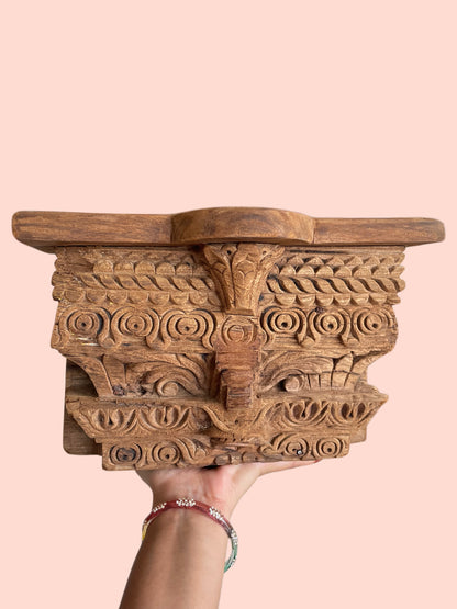 Antique Style Carved Wooden Wall Shelf