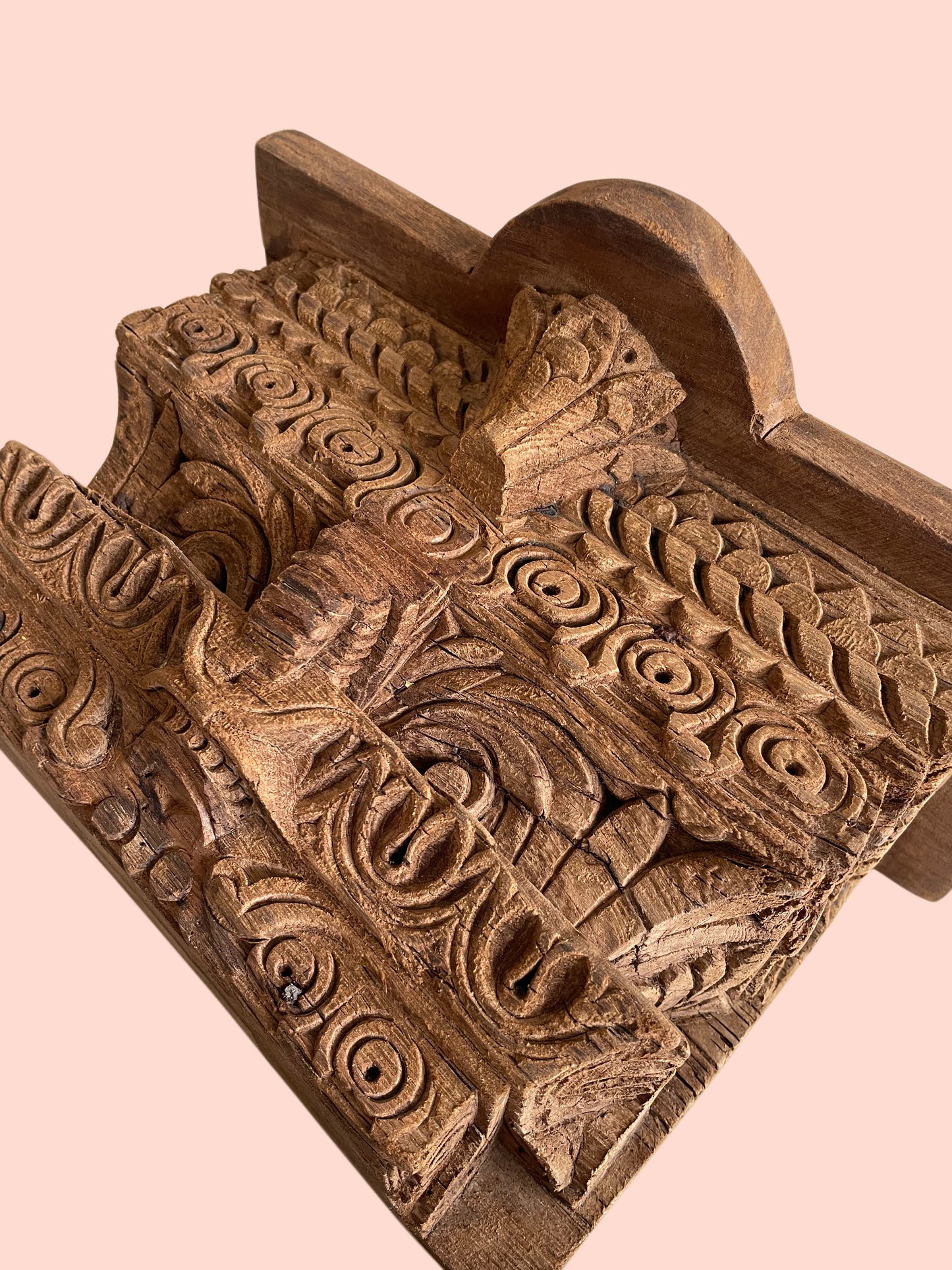 antique style carved wooden wall shelf