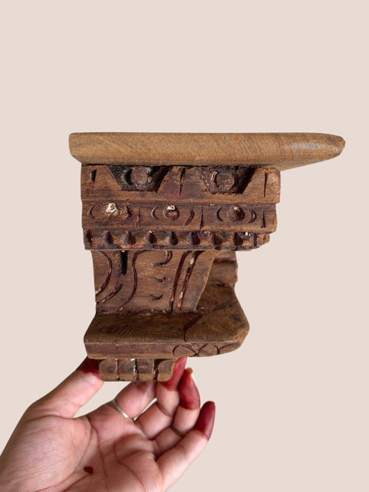 Old Indian Architectural Carved Wooden Wall Shelf
