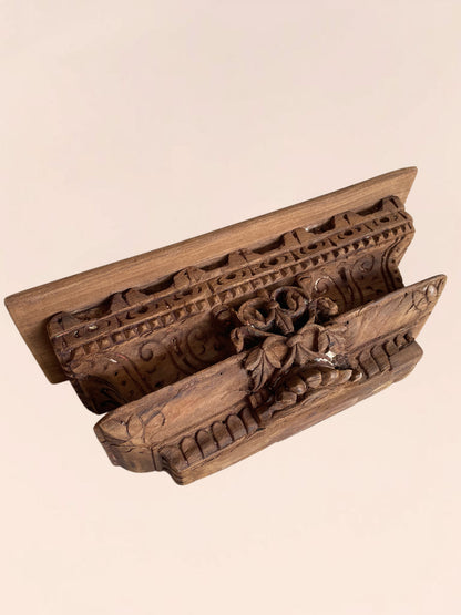 Old Indian Architectural Carved Wooden Wall Shelf