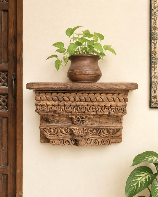 Vintage Leaf & Floral Wall Shelf / Bracket