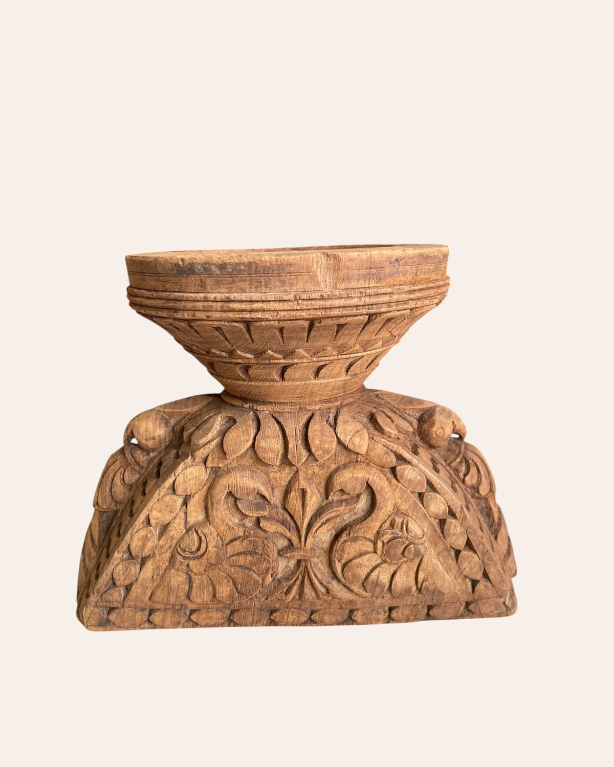 hand-carved gujarat candle holder & planter
