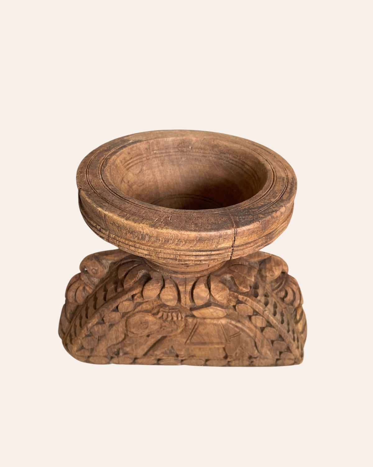 hand-carved gujarat candle holder & planter