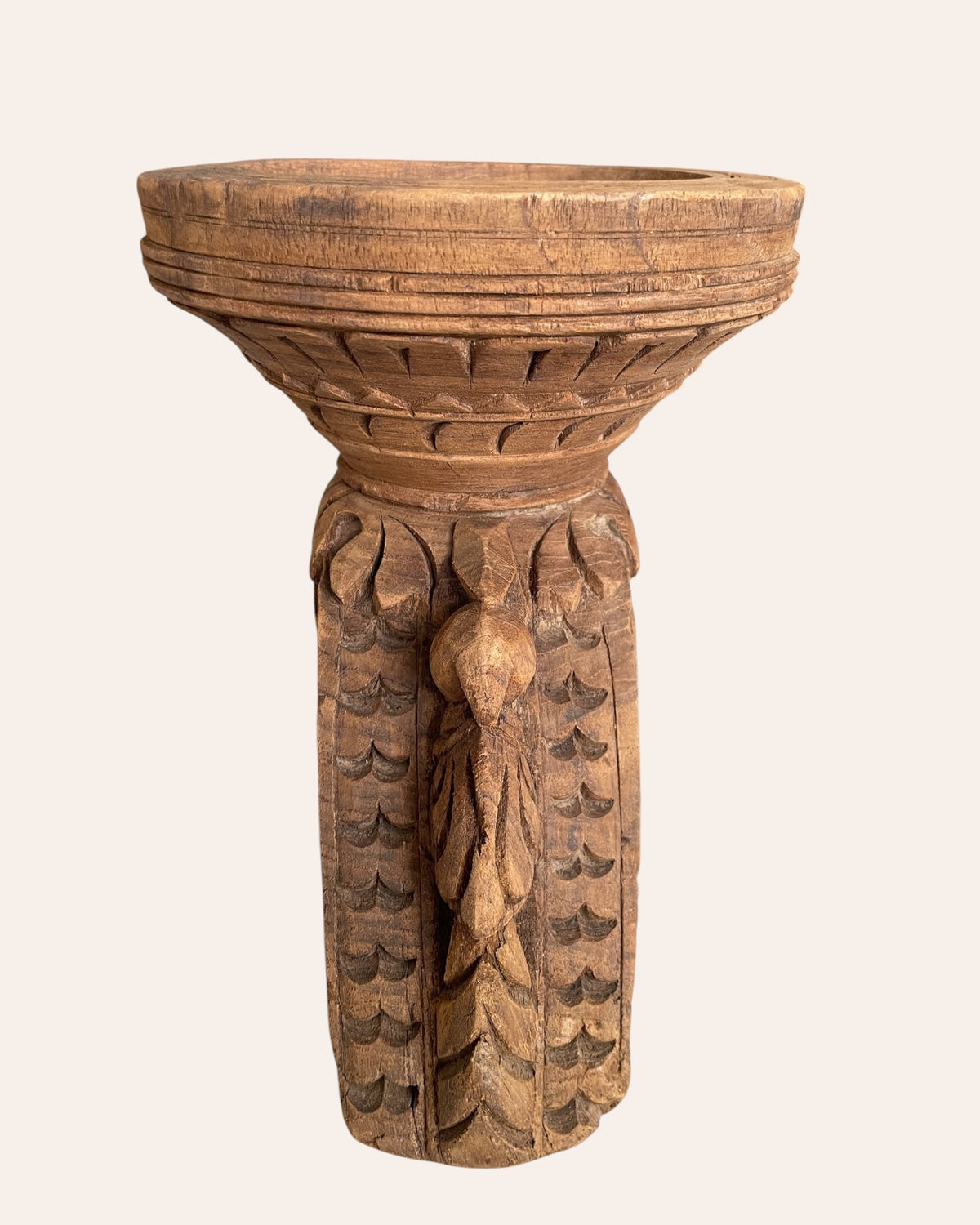 hand-carved gujarat candle holder & planter