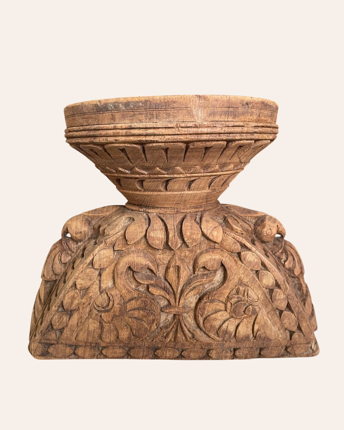 hand-carved gujarat candle holder & planter