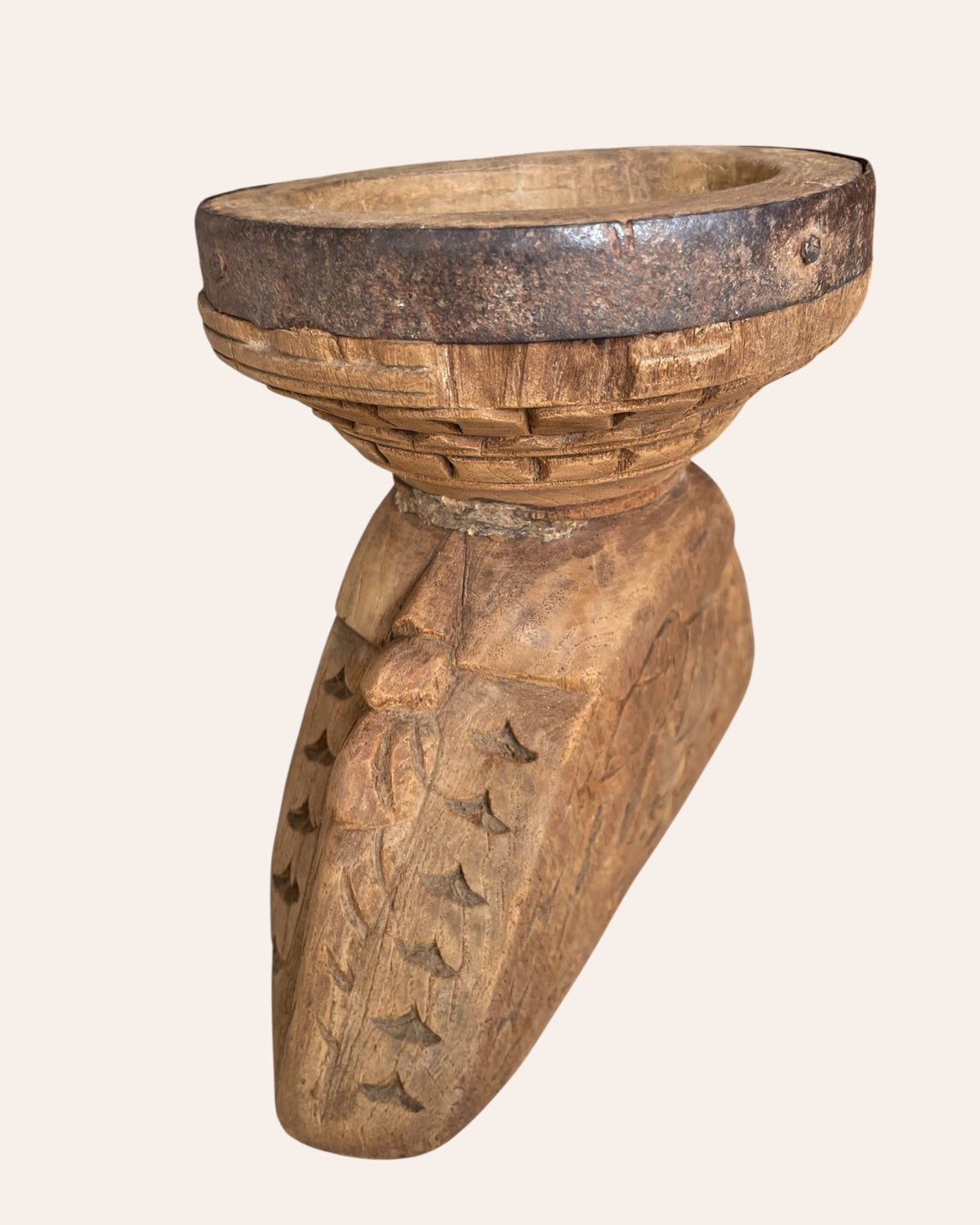 vintage bird & elephant carved candle holder & planter