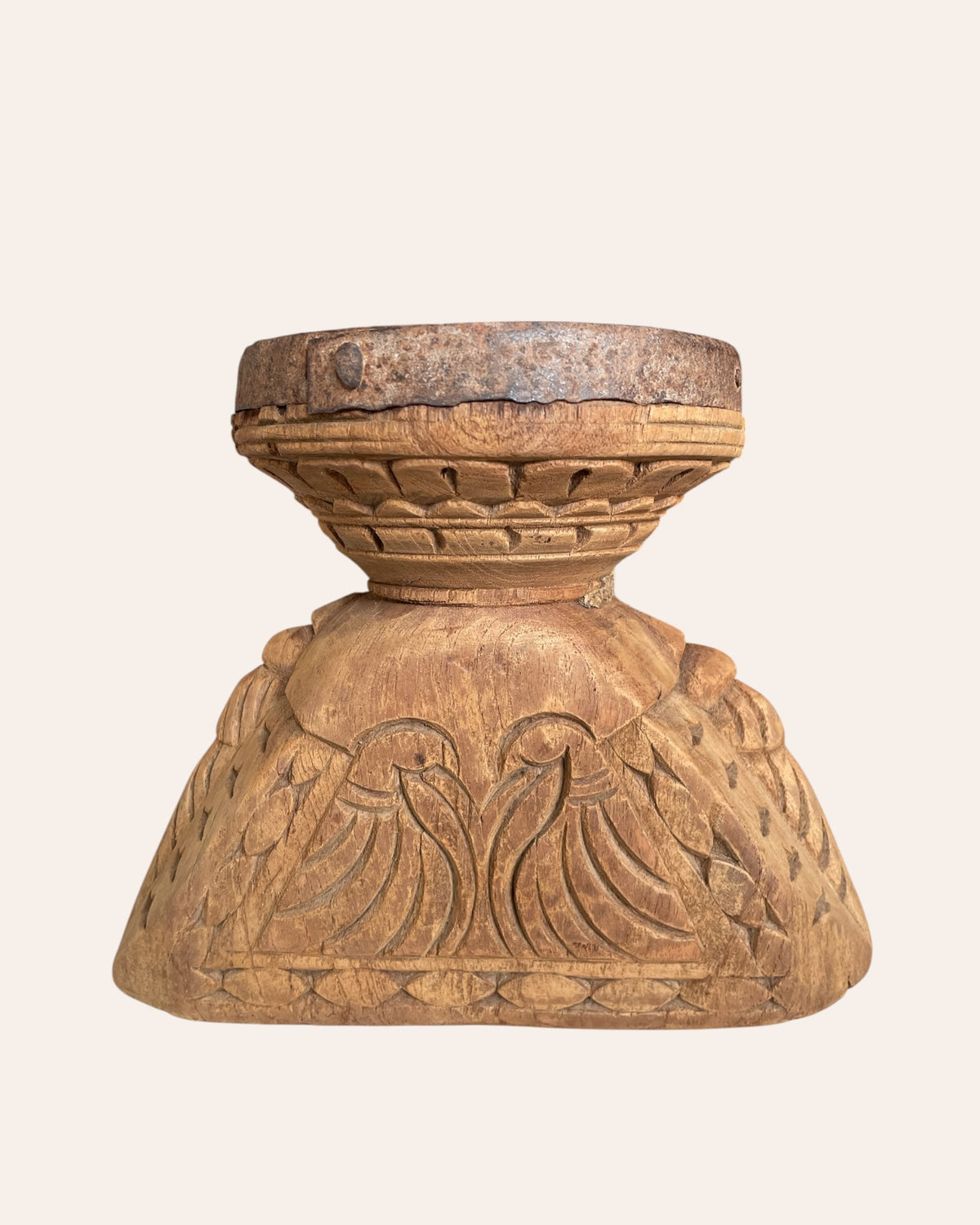 vintage bird & elephant carved candle holder & planter