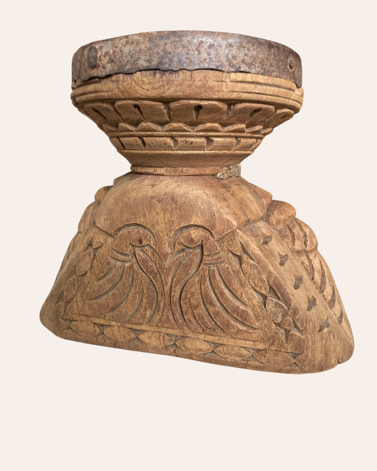 vintage bird & elephant carved candle holder & planter