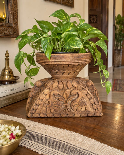 Hand-Carved Gujarat Candle Holder & Planter