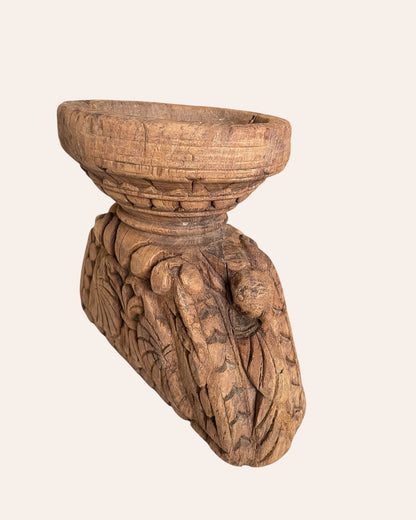 Hand-Carved Elephant & Bird Candle Holder & Planter