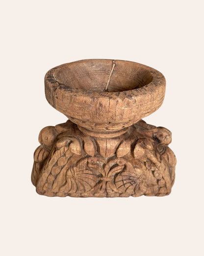 Hand-Carved Elephant & Bird Candle Holder & Planter