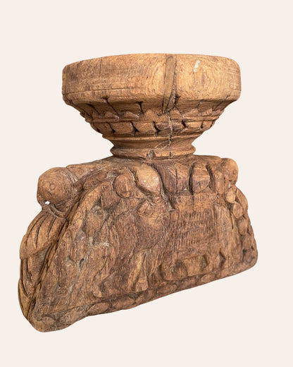Hand-Carved Elephant & Bird Candle Holder & Planter