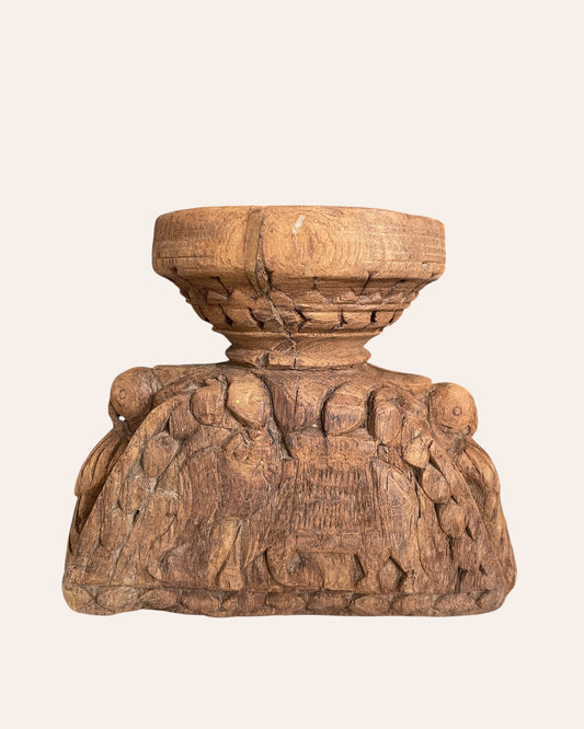 Hand-Carved Elephant & Bird Candle Holder & Planter