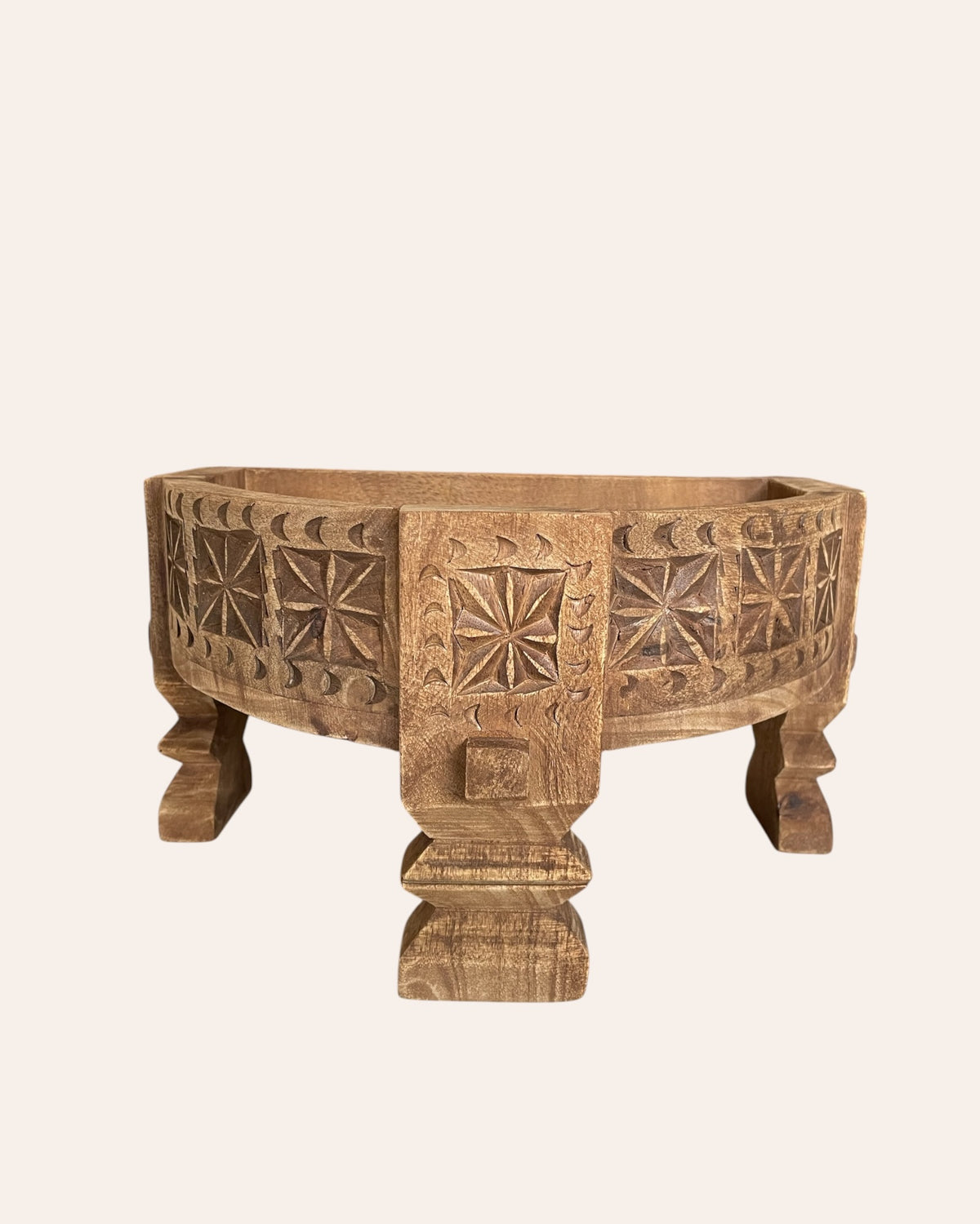 vintage-inspired mango wood half chakki table & shelf