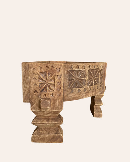 Vintage-Inspired Mango Wood Half Chakki Table & Shelf