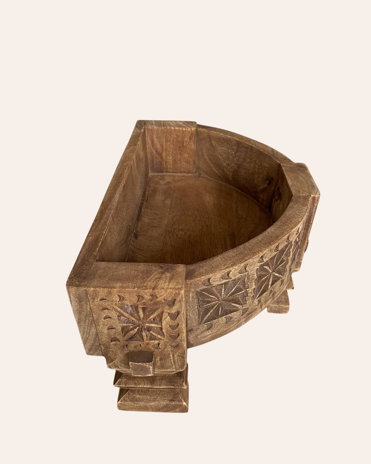 vintage-inspired mango wood half chakki table & shelf