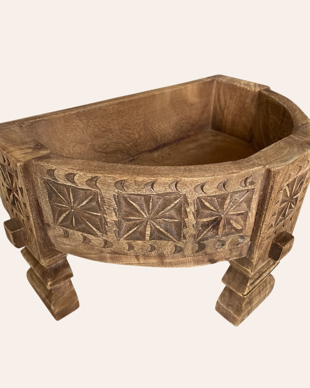vintage-inspired mango wood half chakki table & shelf