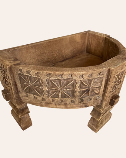 Vintage-Inspired Mango Wood Half Chakki Table & Shelf