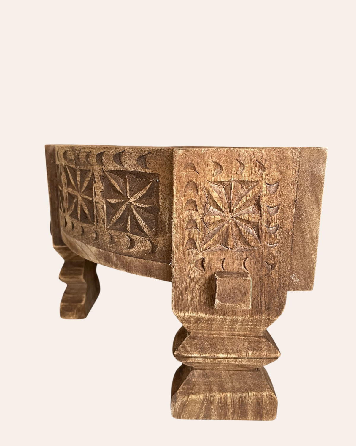 vintage-inspired mango wood half chakki table & shelf