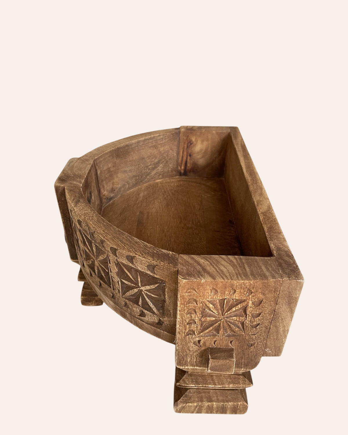 vintage-inspired mango wood half chakki table & shelf