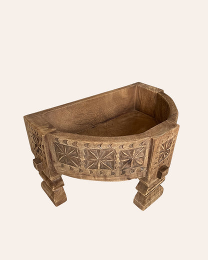Vintage-Inspired Mango Wood Half Chakki Table & Shelf