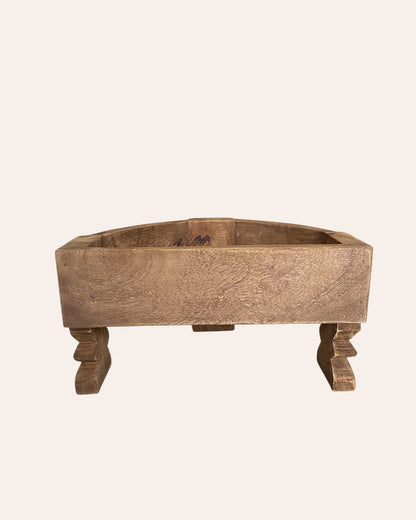 Vintage-Inspired Mango Wood Half Chakki Table & Shelf