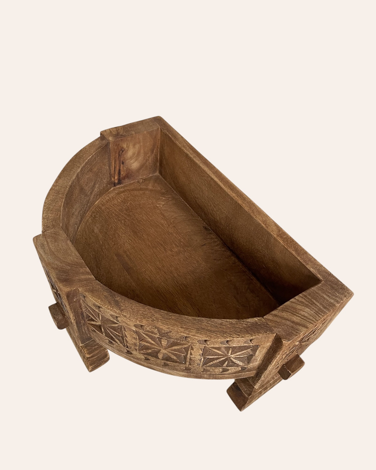 vintage-inspired mango wood half chakki table & shelf