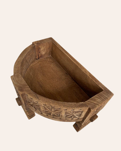 Vintage-Inspired Mango Wood Half Chakki Table & Shelf
