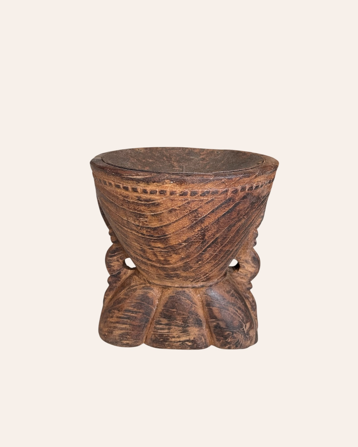 vintage wooden candle holder / planter / statue holder