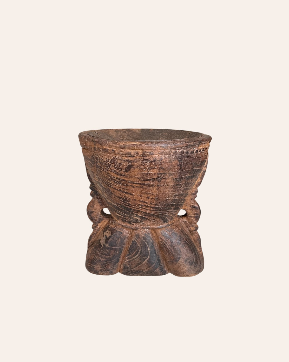 vintage wooden candle holder / planter / statue holder